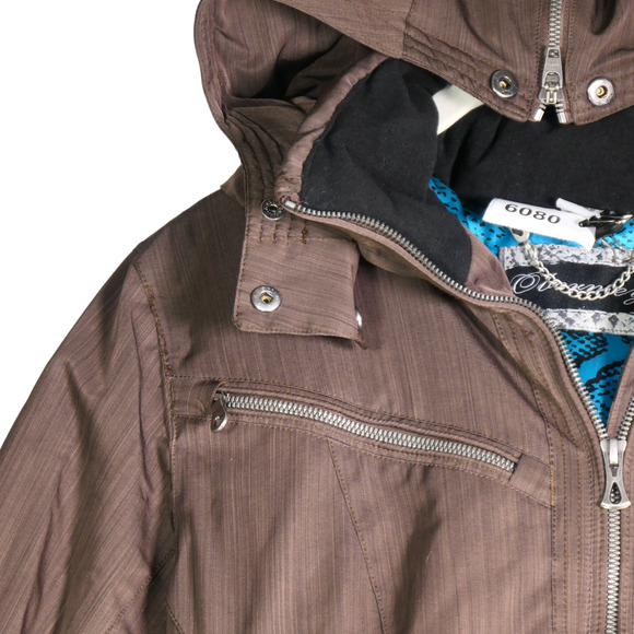 Obermeyer Ski Snowboard Jacket Coat Women 10 Brown Hooded Outdoor Winter Sporty - Picture 4 of 15